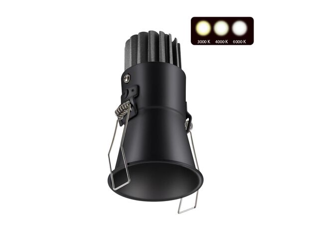 358907 SPOT NT22 268 черный Встраиваемый светодиодный светильник с переключателем цветовой температуры IP20 LED 3000К\4000К\6000К 7W 220V LANG