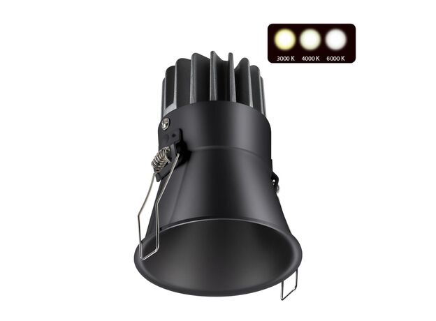 358909 SPOT NT22 268 черный Встраиваемый светодиодный светильник с переключателем цветовой температуры IP20 LED 3000К\4000К\6000К 12W 220V LANG
