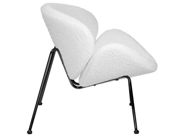 Кресло дизайнерское DOBRIN EMILY, белый (букле) ткань, черное основание,изображение3