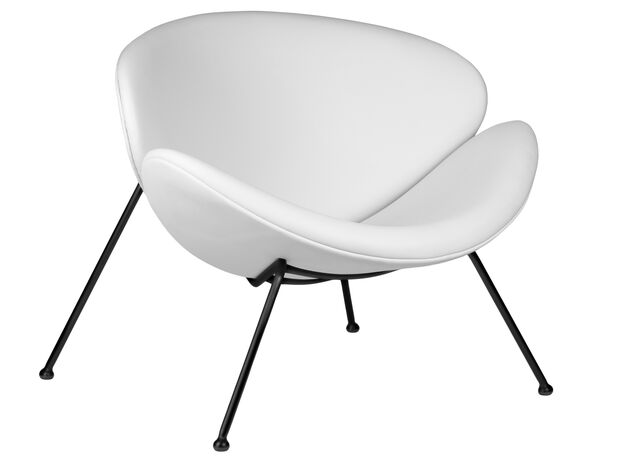 Кресло дизайнерское DOBRIN EMILY, белый винил YP17, черное основание