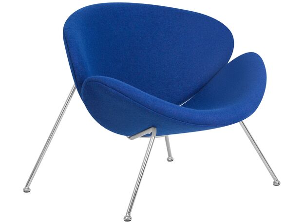 Кресло дизайнерское DOBRIN EMILY, синяя ткань AF6, хромированная сталь,изображение2