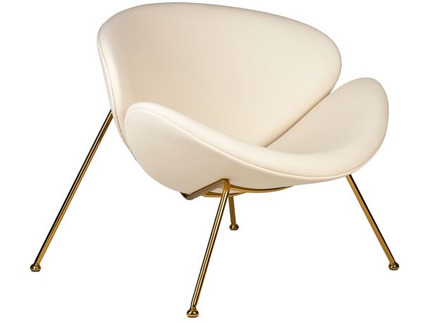 Кресло дизайнерское DOBRIN EMILY, белый винил YP17, золотое основание,изображение2
