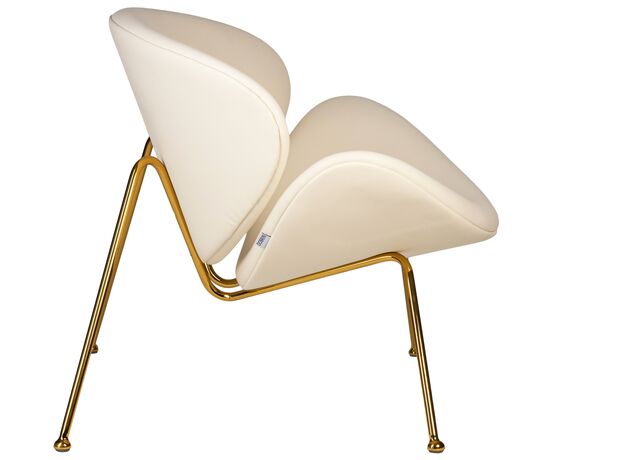 Кресло дизайнерское DOBRIN EMILY, белый винил YP17, золотое основание,изображение3