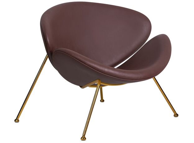 Кресло дизайнерское DOBRIN EMILY, коричневый винил YP5, золотое основание,изображение2