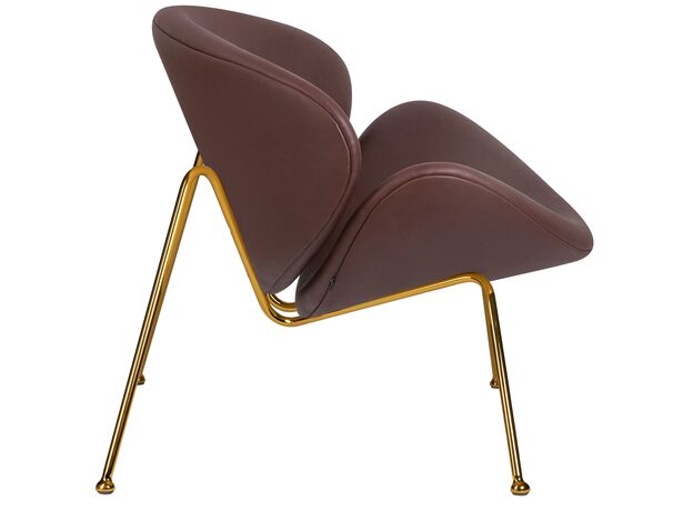 Кресло дизайнерское DOBRIN EMILY, коричневый винил YP5, золотое основание,изображение3