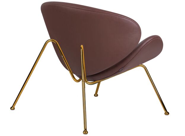Кресло дизайнерское DOBRIN EMILY, коричневый винил YP5, золотое основание,изображение4