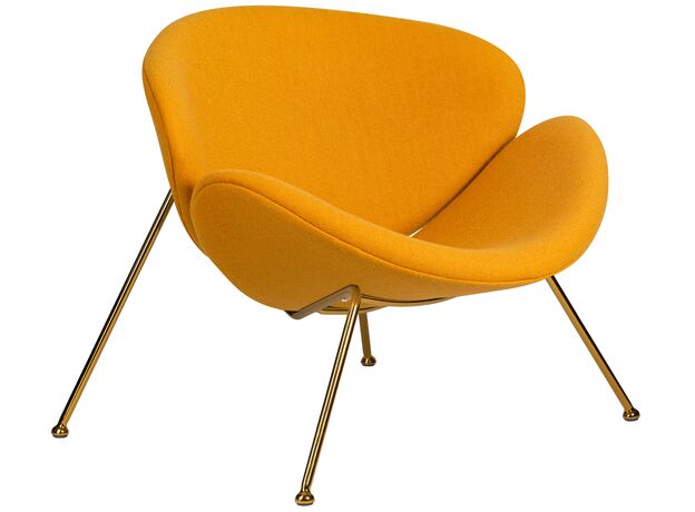 Кресло дизайнерское DOBRIN EMILY, желтая ткань AF13, золотое основание,изображение2