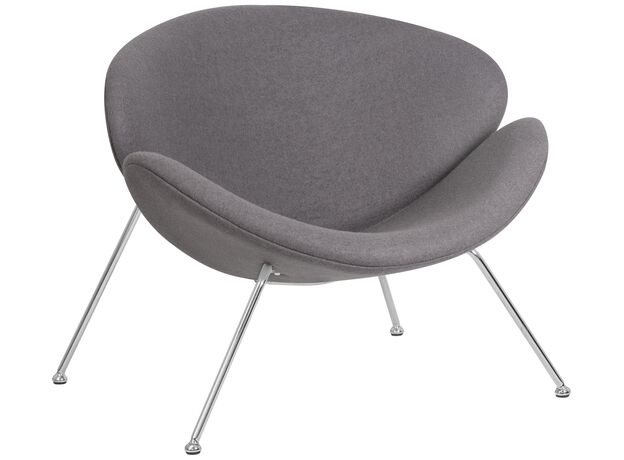 Кресло дизайнерское DOBRIN EMILY, серая ткань AF7, хромированная сталь