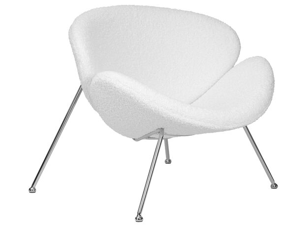 Кресло дизайнерское DOBRIN EMILY, белый (букле) ткань , хромированная сталь,изображение2