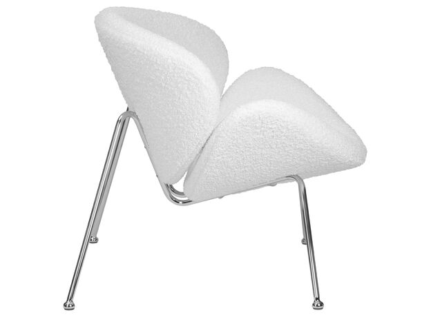 Кресло дизайнерское DOBRIN EMILY, белый (букле) ткань , хромированная сталь,изображение3