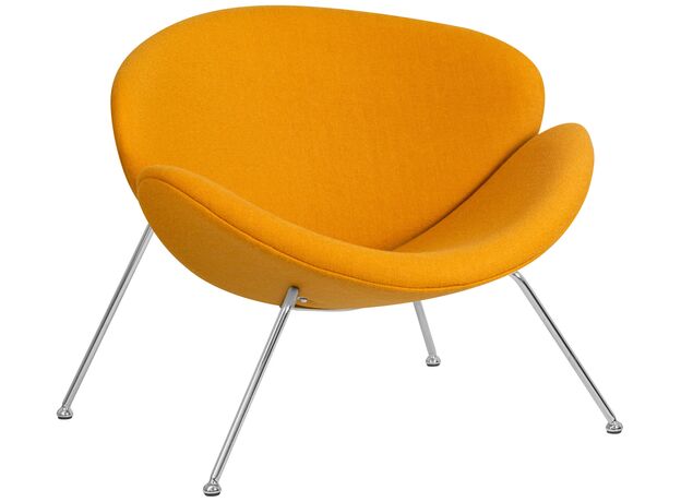 Кресло дизайнерское DOBRIN EMILY, желтая ткань AF13, хромированная сталь