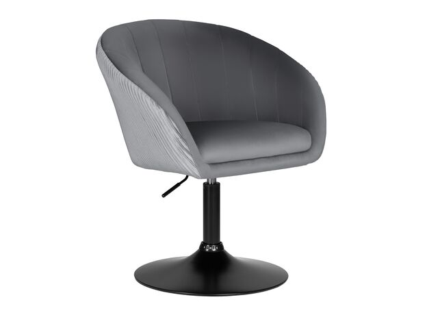 Кресло дизайнерское DOBRIN EDISON BLACK, серый велюр (1922-19)