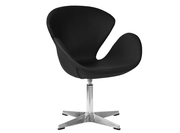 Кресло дизайнерское DOBRIN SWAN, черный кожзам P13, алюминиевое основание