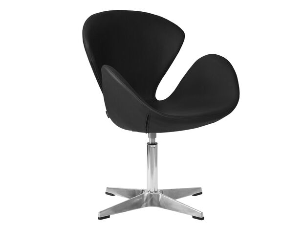 Кресло дизайнерское DOBRIN SWAN, черный кожзам P13, алюминиевое основание,изображение2