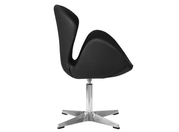 Кресло дизайнерское DOBRIN SWAN, черный кожзам P13, алюминиевое основание,изображение3
