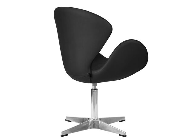 Кресло дизайнерское DOBRIN SWAN, черный кожзам P13, алюминиевое основание,изображение4