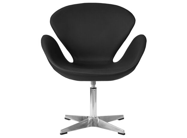 Кресло дизайнерское DOBRIN SWAN, черный кожзам P13, алюминиевое основание,изображение6