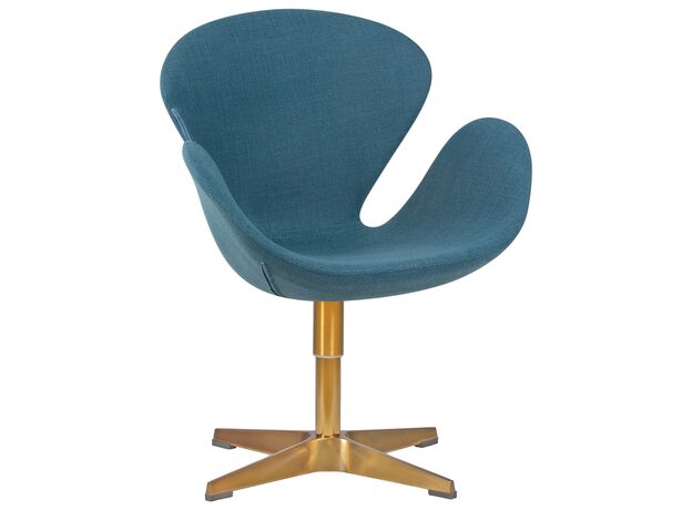 Кресло дизайнерское DOBRIN SWAN, синяя ткань IF6, золотое основание,изображение9