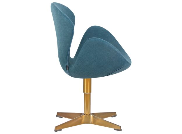 Кресло дизайнерское DOBRIN SWAN, синяя ткань IF6, золотое основание,изображение2