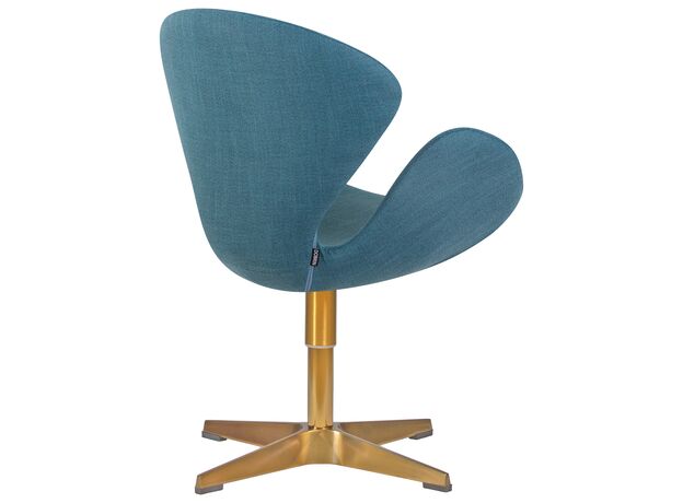 Кресло дизайнерское DOBRIN SWAN, синяя ткань IF6, золотое основание,изображение3