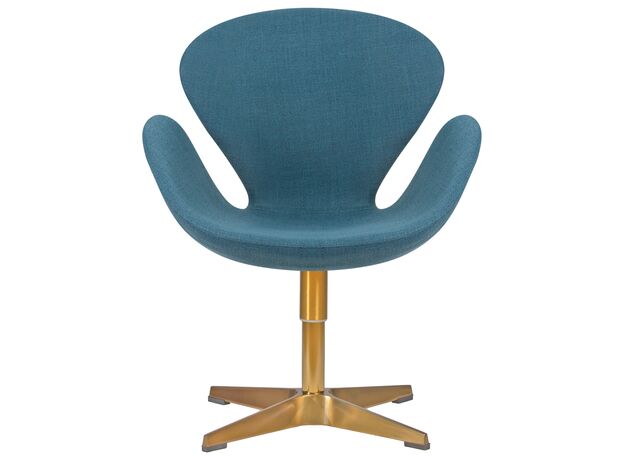 Кресло дизайнерское DOBRIN SWAN, синяя ткань IF6, золотое основание,изображение5
