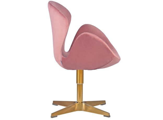 Кресло дизайнерское DOBRIN SWAN, розовый велюр BLUVEL52, золотое основание,изображение2