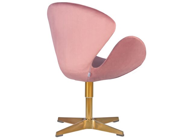 Кресло дизайнерское DOBRIN SWAN, розовый велюр BLUVEL52, золотое основание,изображение3