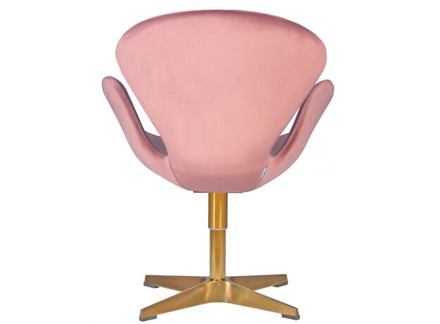Кресло дизайнерское DOBRIN SWAN, розовый велюр BLUVEL52, золотое основание,изображение4