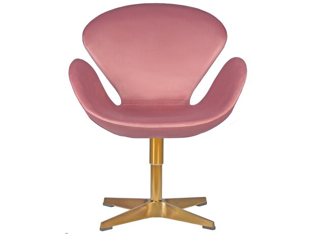 Кресло дизайнерское DOBRIN SWAN, розовый велюр BLUVEL52, золотое основание,изображение5