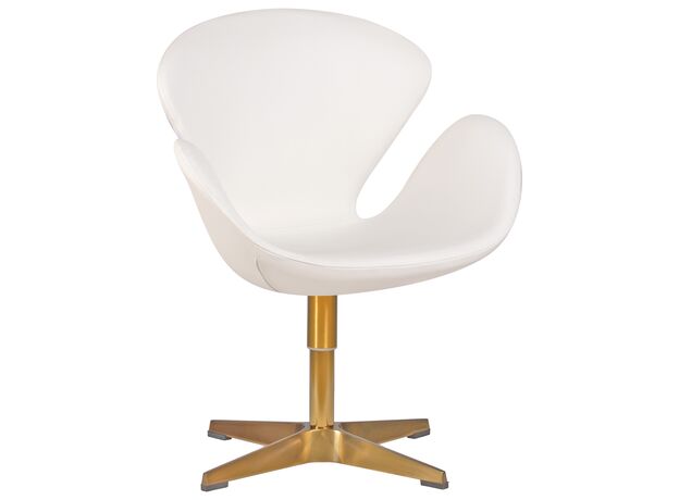 Кресло дизайнерское DOBRIN SWAN, белый кожзам P23, золотое основание,изображение9