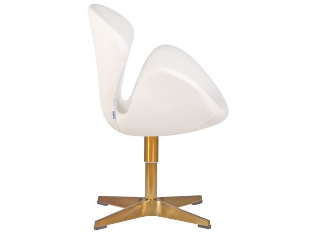 Кресло дизайнерское DOBRIN SWAN, белый кожзам P23, золотое основание,изображение2