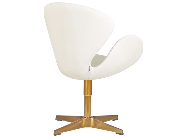 Кресло дизайнерское DOBRIN SWAN, белый кожзам P23, золотое основание,изображение3