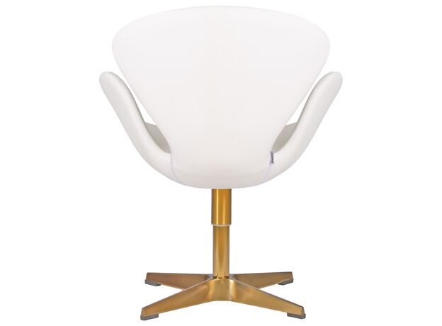 Кресло дизайнерское DOBRIN SWAN, белый кожзам P23, золотое основание,изображение4