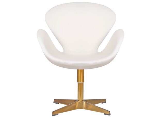 Кресло дизайнерское DOBRIN SWAN, белый кожзам P23, золотое основание,изображение5