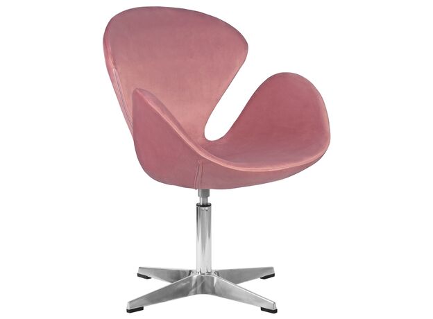 Кресло дизайнерское DOBRIN SWAN, розовый велюр BLUVEL52, алюминиевое основание