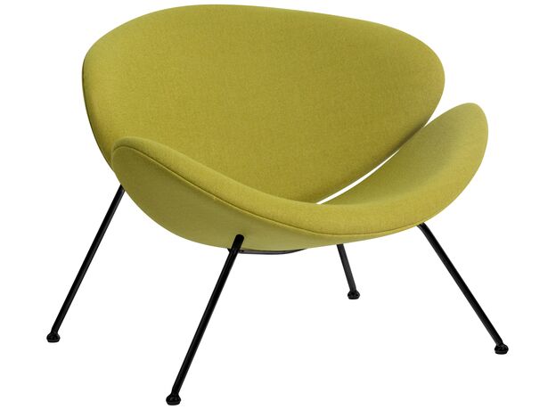Кресло дизайнерское DOBRIN EMILY, светло-зеленая ткань AF3, черное основание