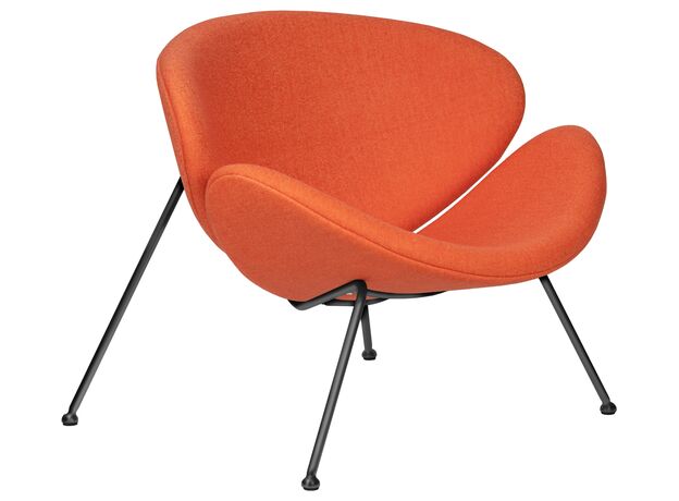 Кресло дизайнерское DOBRIN EMILY, оранжевая ткань AF, черное основания,изображение2