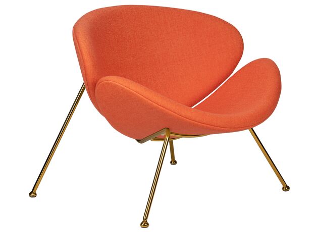 Кресло дизайнерское DOBRIN EMILY, оранжевая ткань AF, золотое основание,изображение2