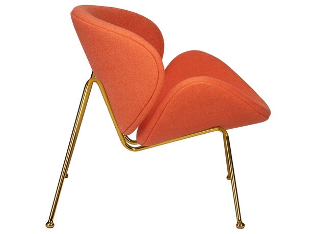 Кресло дизайнерское DOBRIN EMILY, оранжевая ткань AF, золотое основание,изображение3