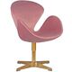 Кресло дизайнерское DOBRIN SWAN, розовый велюр BLUVEL52, золотое основание